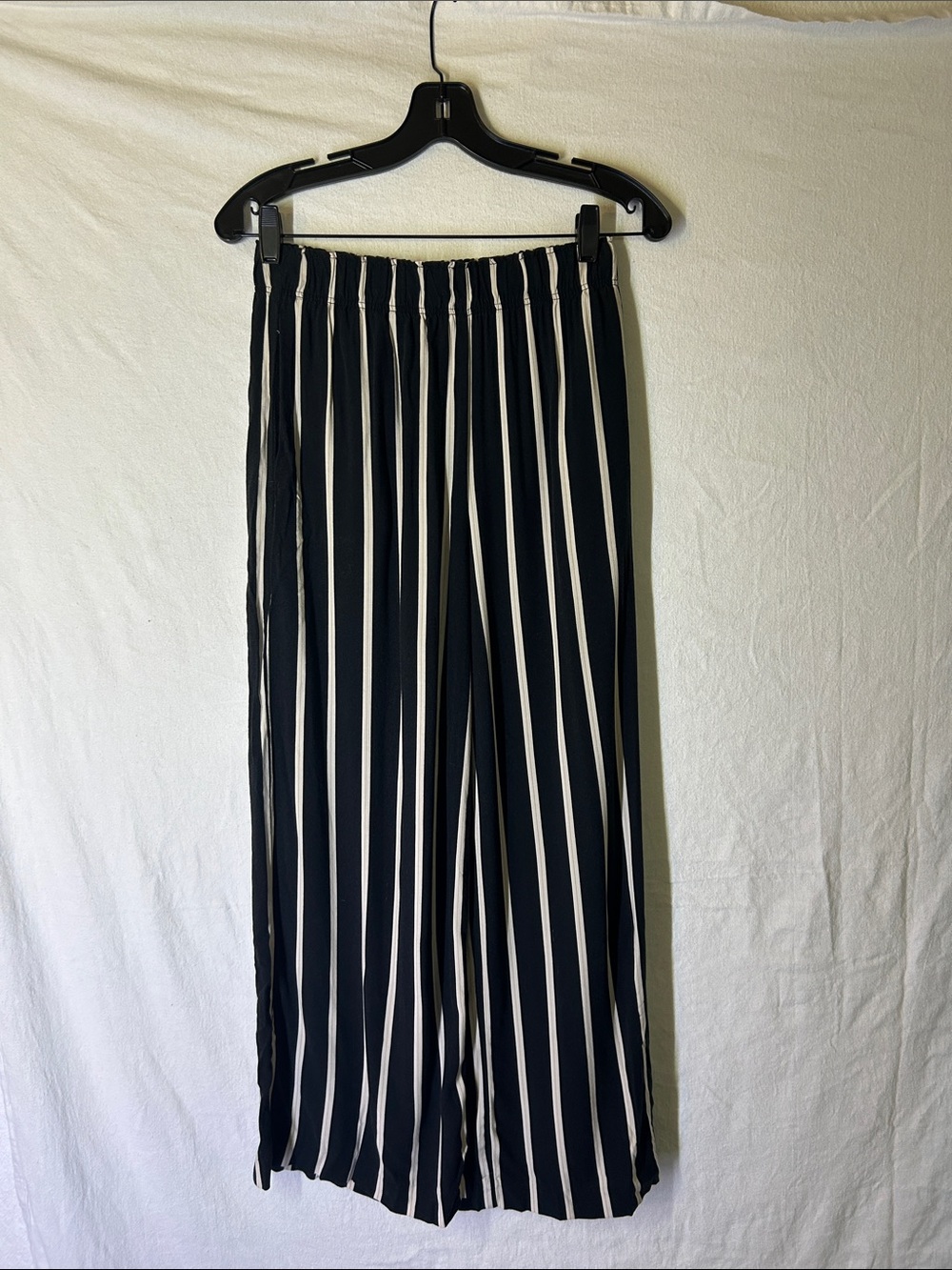 H&M Black and White Vertical Stripe Wide-Leg Pants